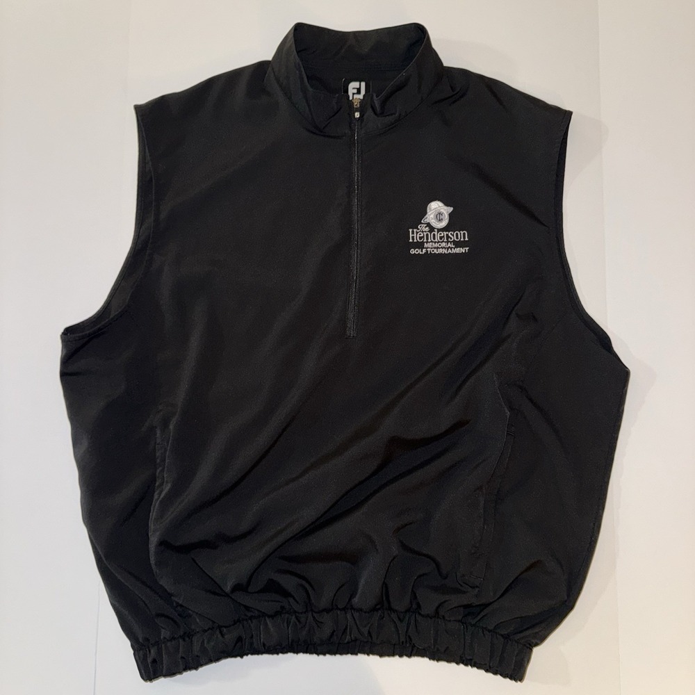 Men's XL FootJoy Black Vest 1/4 Zip Lightweight Golf Windbreaker Pullover - Picture 1 of 6